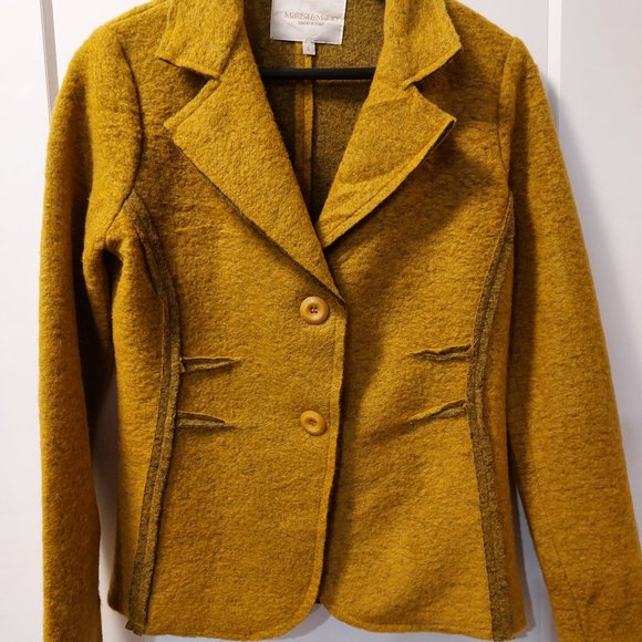 MARISA & MARIE Italian Made Wool Blend Tailored Blazer - Mustard - Size L/M - Picture 1 of 9